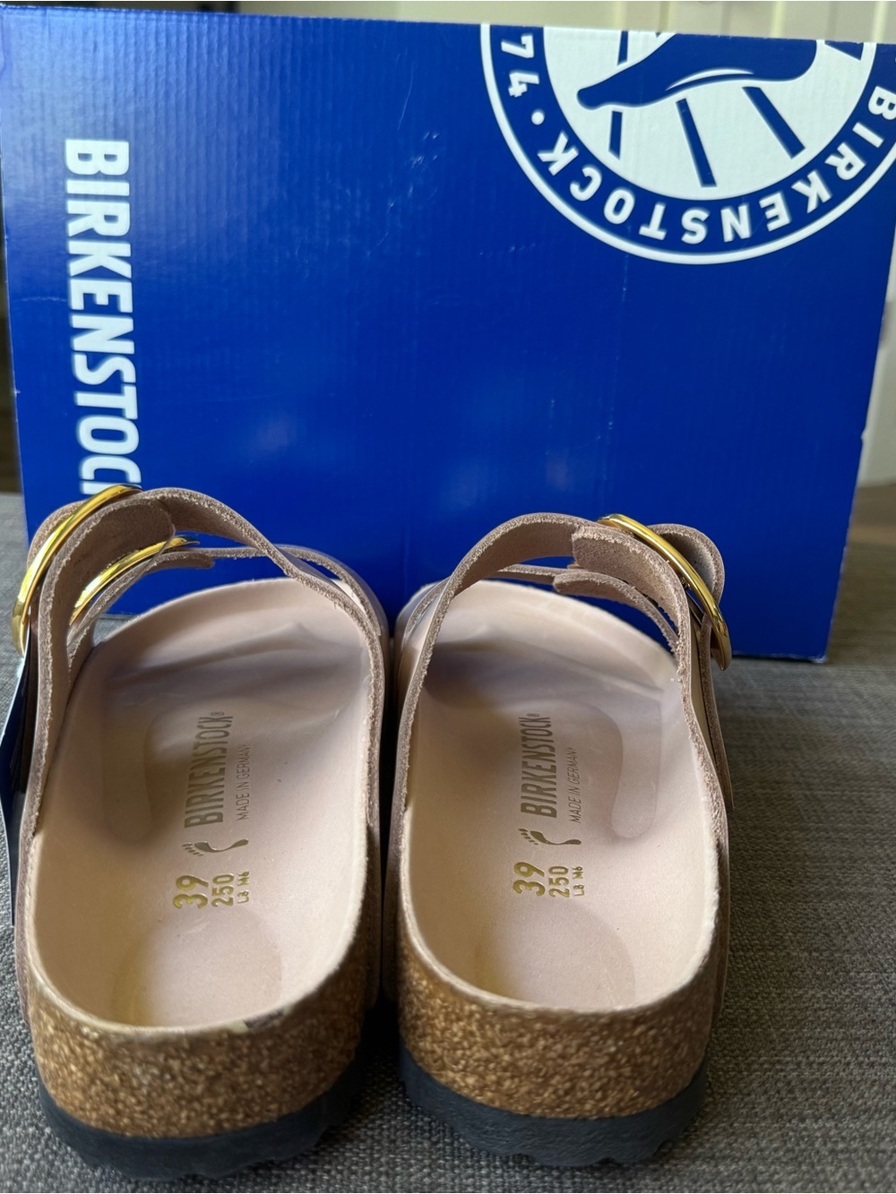 Birkenstock Arizona Big Buckle Sandals 39 high-shine-new beige nib - Picture 3 of 7